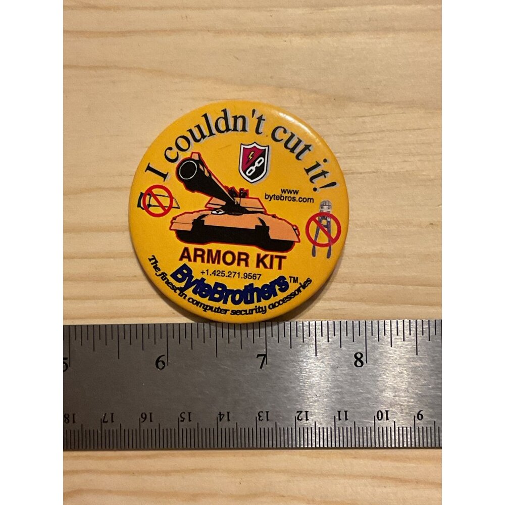 ByteBrothers Armor Kit Button Pin - Computer Security Accessory Yellow & Black - Picture 4 of 4